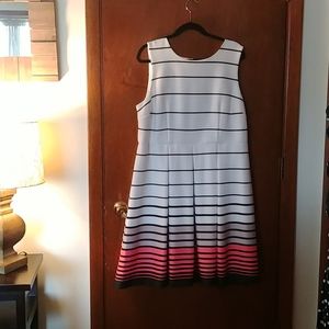 Striped and pleated dress